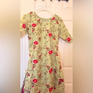 Womens organza floral embroidered gharara set